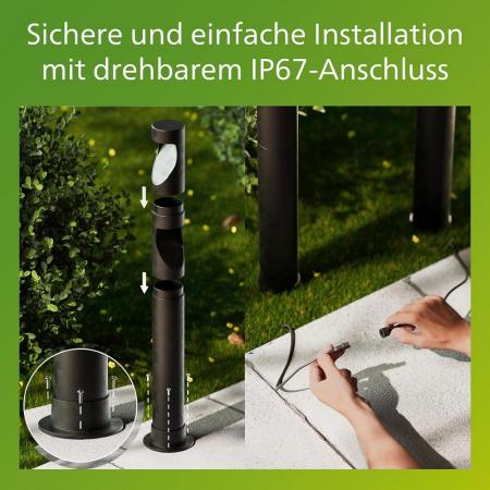 Philips Desi Outdoor GardenLink Niedervolt-Sockelleuchtein schwarz IP67 wasserfest - warmweißes Licht