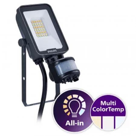 Philips LED-Scheinwerfer BVP167 mit Sensor 10W umschaltbare Farbtemperatur warm- bis kaltweiß IP65