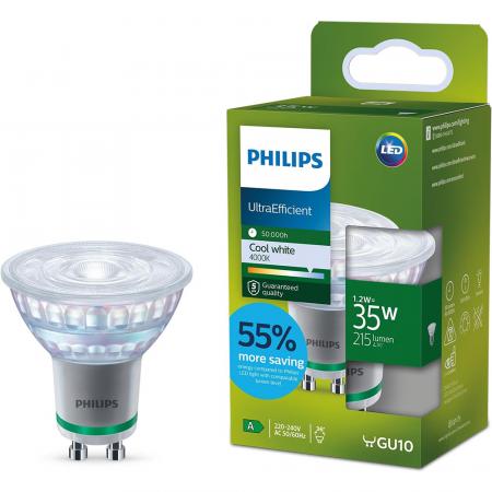 Philips UltraEfficient Spot PAR16 1,2W wie 35W 215lm 4000K Neutralweiß GU10 36° nicht dimmbar