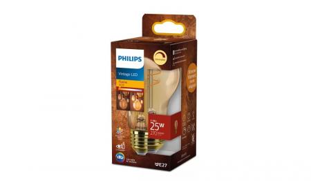 Philips E27 LED Filament-Lampe Bernstein dimmbar 3,1W wie 25W 1800K extra warmweißes Licht