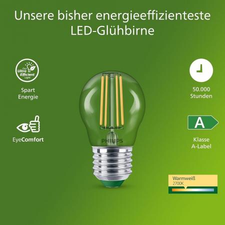 Philips E27 LED Lampe Tropfenform klar 3,8W wie 60W warmweisses Licht Ultra Efficient