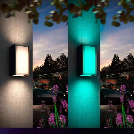 Philips Hue Turaco Wandleuchte Outdoor in Anthrazit aus Aluminium IP44 steuerbar via App - ZigBee, RGB und TW