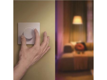 Philips WiZ Smart Dial Switch – Kabelloser Drehschalter mit Dimmfunktion, USB-aufladbar, Weiß