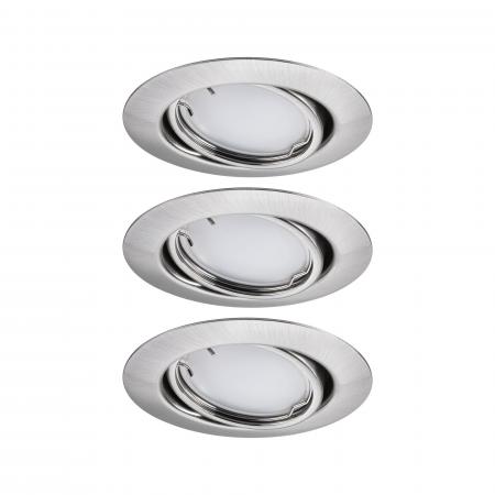 Paulmann 92467 LED Einbauleuchte Smart Home Zigbee Base Coin Basisset schwenkbar rund 90mm 20° dimmbar RGBW+ Eisen gebürstet