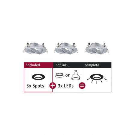 Paulmann 92490 EBL Choose 3er Spot schwenkbar max 3x10W 230V 51mm Alu gedr Alu