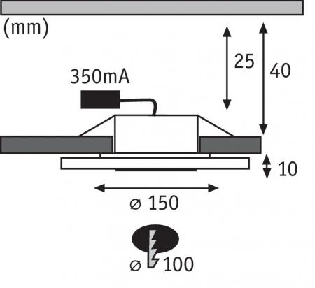 Paulmann 92535 Premium Einbauleuchte Set Whirl rund LED 1x6W 350mA 150mm Alu gedreht/Satin
