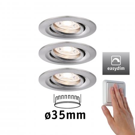 Paulmann 92973 EBL Set Nova mini Plus Coin EasyDim schwenkb 3x4,2W 2700K 230V Eisen geb/Alu