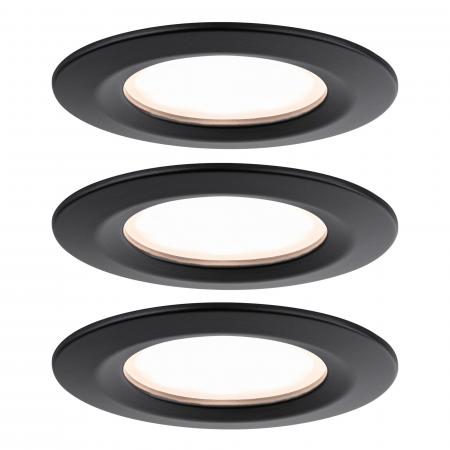 Paulmann 93081 LED Einbauleuchte Nova Plus Coin Basisset modern starr Spritzwasser geschützt rund 78mm Coin 6W 230V dimmbar warmweiß Schwarz matt