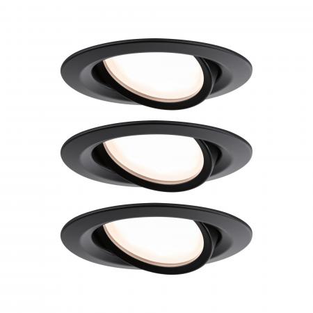 Paulmann 93082 LED Einbauleuchte Nova Plus Coin Basisset modern IP65 rund  6W dimmbar warmweiß Schwarz matt