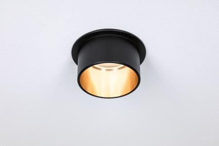 Runder schwarz goldener LED Deckeneinbaustrahler Gil Coin 3StepDim matt aus Aluminium warmweiße Wohnungsbeleuchtung