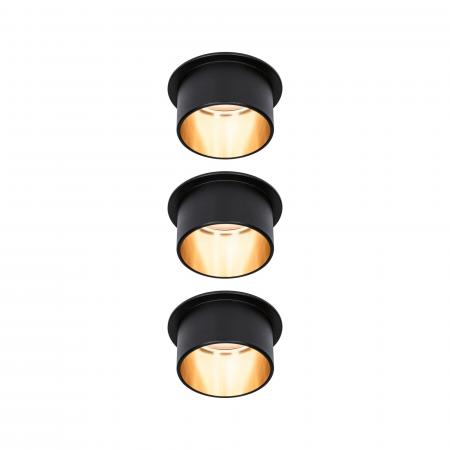 3er Set Einbauleuchten Paulmann 93379  Gil Coin 3StepDim starr LED 3x6W 2700K 230V schwarz matt/gold Alu