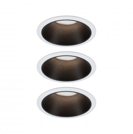 Paulmann 93402 Einbauleuchte Set Cole Coin 3StepDim rd starr LED 3x6.5W 2700K weiß/schwarz