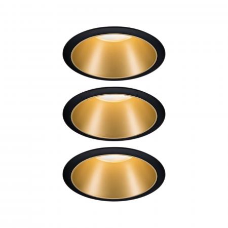 Paulmann 93404 Einbauleuchte Set Cole Coin 3StepDim rd starr LED 3x6.5W 2700K schwarz/gold