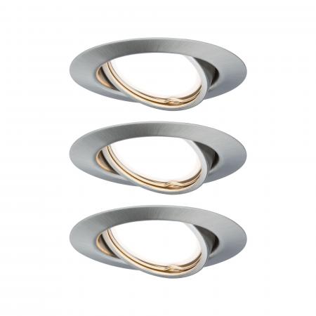 3er-Set Paulmann 93420 Einbauleuchte Base rund schwenkbar LED Eisen gebürstet