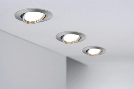 3er-Set Paulmann 93420 Einbauleuchte Base rund schwenkbar LED Eisen gebürstet