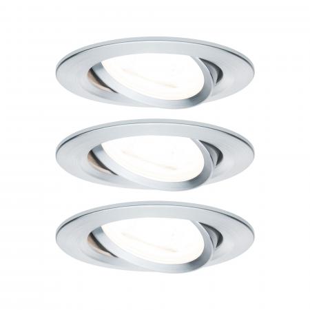 Paulmann 93433 Einbauleuchte Set Nova rund schwenkbar LED 3x6.5W 2700K GU10 Alu