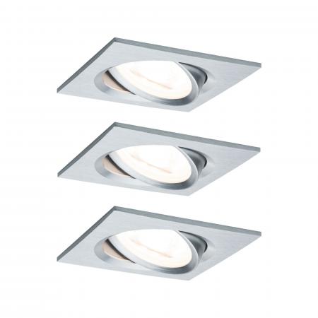 Paulmann 93438 Einbauleuchte Set Nova eckig schwenkbar LED 3x6.5W 2700K GU10 Alu