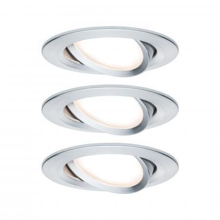 Paulmann 93451 Einbauleuchte Set Nova Coin rund schwenkbar LED 3x6.5W 2700K Alu gedreht/Alu