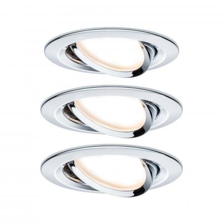 Paulmann 93452 Einbauleuchte Set Nova Coin rund schwenkbar LED 3x6.5W 2700K Chrom/Alu