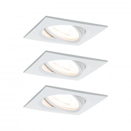 Paulmann 93472 Einbauleuchte Set Nova eckig schw LED 3-stepdim 3x6.5W GU10 Weiß/Alu