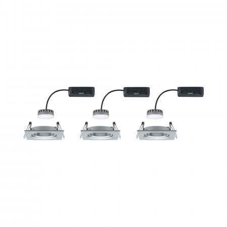 Paulmann 93680 Einbauleuchte Set Nova Plus Coin dim eckig schwenk LED 3x6.8W 633lm 2700K Alu/Alu