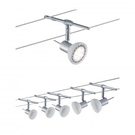 Paulmann 94136 Seilsystem Set Sheela - 5m Komplettset in chrom/opal mit 5 Spots ohne LM
