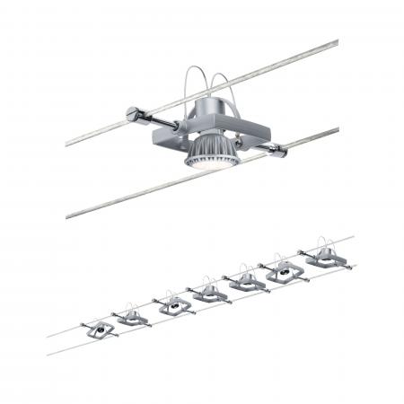 Paulmann 94152 Seilsystem Set MacII - 5m Komplettset in Chrom mit 7 Spots ohne LM