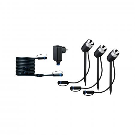 Paulmann 94242 Outdoor Plug&Shine Spot Pike 3er-Set 24V Garten Erdspießleuchten