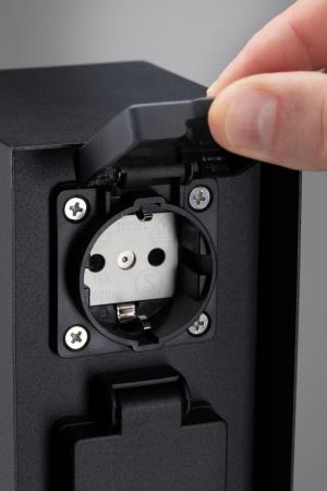 Paulmann 94313 RIO IP44 Steckdosensäule eckig 4 fach Anthrazit