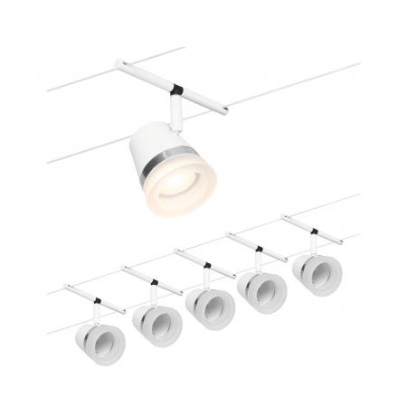 Paulmann 94461 Seilsystem Set Cone 5-flammig Weiß matt Chrom für GU5,3 12V DC