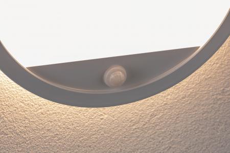 Paulmann 94662 LED Außenpanel Lamina Backlight Bewegungsmelder seewasserresistent Spritzwasser geschützt rund 280mm warmweiß 14,5W Weiß Kunststoff