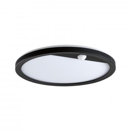 Paulmann 94664 LED Außenpanel Lamina Backlight Bewegungsmelder seewasserresistent Spritzwasser geschützt rund 280mm warmweiß 14,5W Schwarz Kunststoff