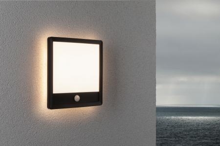 Paulmann 94665 LED Außenpanel Lamina Backlight Bewegungsmelder IP44 eckig warmweiß 14,5W Schwarz