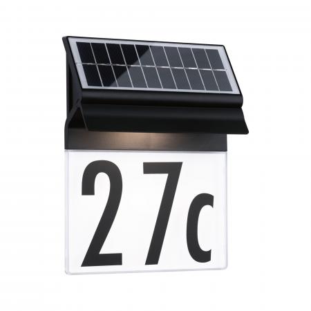 Paulmann 94694 Solar LED Hausnummernleuchte Neda Spritzwasser geschützt warmweiß Schwarz