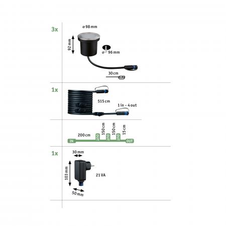 Paulmann 94717 Plug & Shine LED Bodeneinbauleuchte Floor Basisset IP67 extra warmweiß 4,5W Anthrazit