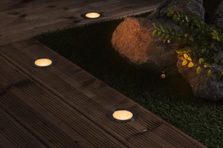 Paulmann 94721 Plug & Shine LED Bodeneinbauleuchte Floor Einzelleuchte IP67 extra warmweiß 2W Silber