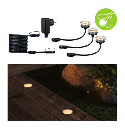 Paulmann 94722 Plug & Shine LED Bodeneinbauleuchte Floor Basisset Insektenfreundlich staubdicht 1m unter Wasser geschützt extra warmweiß 2W Silber
