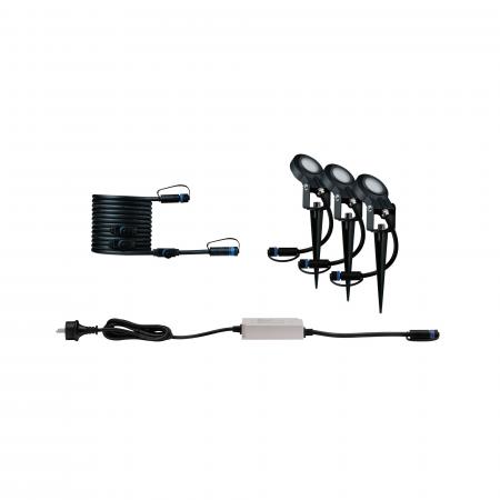 Paulmann 94729 Plug & Shine LED Gartenstrahler Sting Basisset Insektenfreundlich staubdicht 1m unter Wasser geschützt extra warmweiß 6,3W Anthrazit