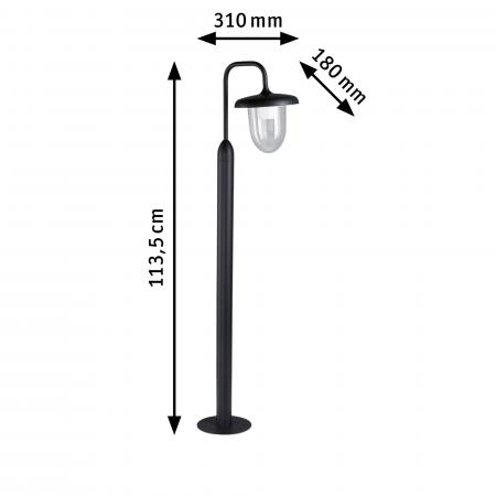 Paulmann 94759 Pollerleuchte Vintario modern seewasserresistent Spritzwasser geschützt rund 1.135mm max. 20W Anthrazit Aluminium