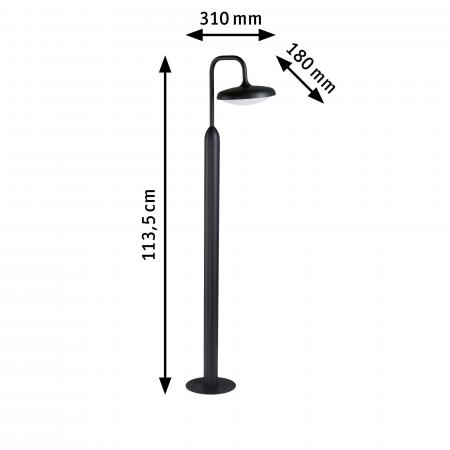 Paulmann 94760 LED Pollerleuchte Nostro modern seewasserresistent Spritzwasser geschützt rund warmweißes Licht Anthrazit