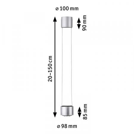 Paulmann 96811 URail LED Pendel Aldan 4,5W neutralweiß modern dimmbar Chrom matt/Schwarz