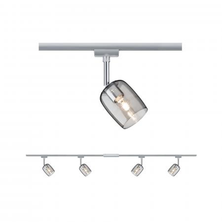 Paulmann 96899 URail Set Blossom in Chrom/Rauch - 2m Schienensystem mit 4 Leuchten