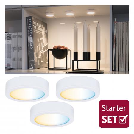 Paulmann 99975 Clever Connect StarterSet Disc 3x2W 12VA DC 2700-6500K 12V Weiß matt/Kunststoff
