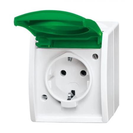 Busch-Jaeger 20 EWN-13-54 SCHUKO® Steckdose mit grünem Klappdeckel