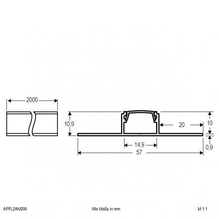 EVN Fliesenprofil inkl. Abdeckung für LED-Stripes APFL2AM200