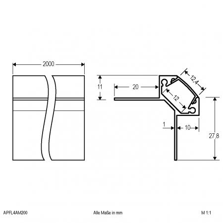 EVN Fliesenprofil inkl. Abdeckung für LED-Stripes APFL4AM200