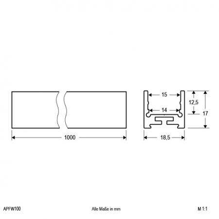 EVN Aluminium U-Profil (flach) für LED-Strips APFW100