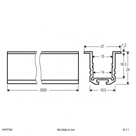 EVN Aluminium T-Profil (hoch) für LED-Strips APHT300