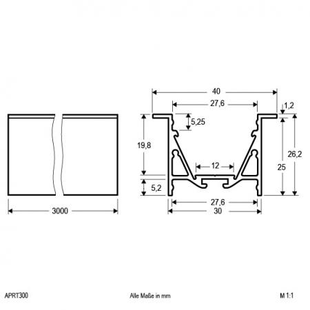 EVN Aluminium T-Profil für LED-Strips APRT300