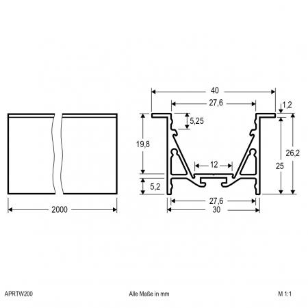 EVN Aluminium T-Profil für LED-Strips APRTW200